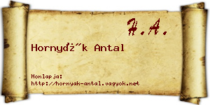 Hornyák Antal névjegykártya